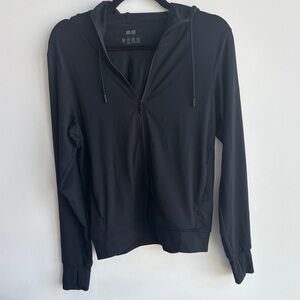 Uniqlo Black Performance Hoodie with White Print